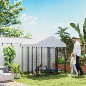 5.9' x 4' x 6' Outdoor Dog Kennel with Roof (Option: Silver-1360x620x240 mm)