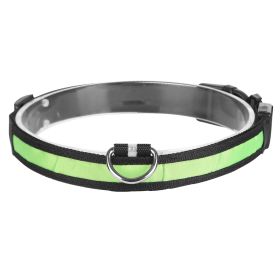 LED Dog Collar USB Rechargeable Adjustable Dog Safety Collar Night Safety Flashing Luminous Light up Collar (Option: L_Green)