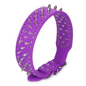 Dog Leather Collar Spiked Studded Pet Dog Collar Adjustable Neck Pitbull Mastiff Collar (Option: rPPL_L)