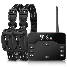 2 In 1 Wireless Electric Dog Fence Waterproof Pet Shock Boundary Containment System Electric Training Collar with 2 Receiver Collars for Small Medium (Option: 2Collar)