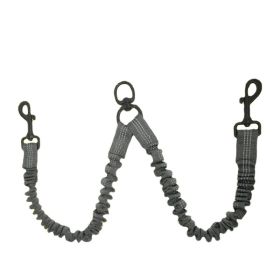 Pet Dog Double Leashes - No Tangle Dog Leash Coupler; Comfortable Shock Absorbing Reflective Bungee Lead for Nighttime Safety; Dual Dog Training (colour: dark grey, Specification (L * W): 2.5*50cm)